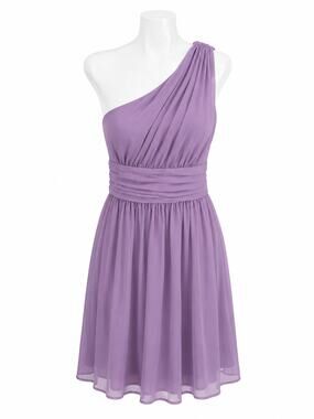 Tevolio Lavender One Shoulder Chiffon Bridesmaid Wedding Guest Dress 4